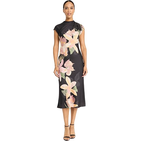 Amazon.com: Maggy London - Women's Floral Jacquard A-Line Midi Dress - Cap  Sleeve Round Neck Wedding Guest Dresses - 2 : Clothing, Shoes & Jewelry