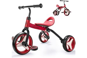 XIAPIA 4 in 1 Tricycle for Toddlers Age 2-5, Foldable Toddler Bike, Toddler Tricycle, Baby Balance Bike with Adjustable Seat and Detachable Pedal, Ride-on Toys for 3-5 Years Old Boys Girls Birthday