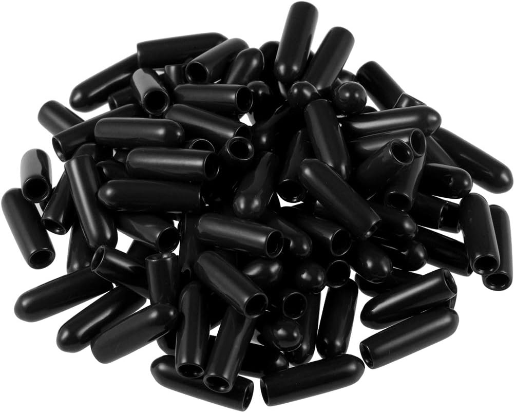 uxcell Screw Thread Protectors 3mm ID Rubber Round End Cap Cover Black Flexible Tube Caps Tubing Tip 100pcs
