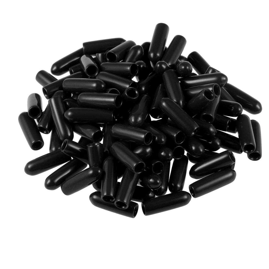 sourcing map 100pcs Rubber End Caps 3mm ID Vinyl Round Tube Bolt Cap Cover Screw Thread Protectors Black
