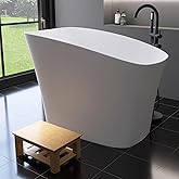 MEDUNJESS 51'' Japanese Soaking Tub Freestanding Bathtub Resin Stone Bathtubs Deep soaking Tub with Overflow and Pop-up Drain