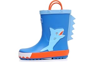 RAINANGEL Toddler Rain Boots with Easy-On Handles, Waterproof Rubber Kids Rain Boots for Girls and Boys, in Fun Printed & Colors Unisex-Child Outdoor Rain Boots