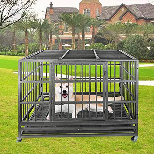 Confote 48" Heavy Dog Duty Cage Metal Indestructible Kennels Crate for
