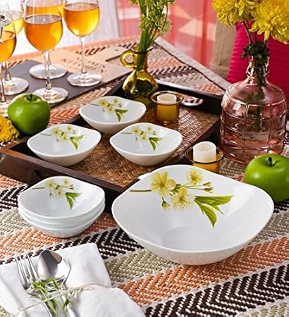 LAOPALA DIVA QUADRA SNOWDROP OPAL WARE DESSERT SET - SET OF 29