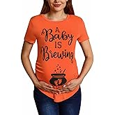 ALIREVERIE Women's Halloween Maternity Short Sleeve Pregnant Shirts S-XXL