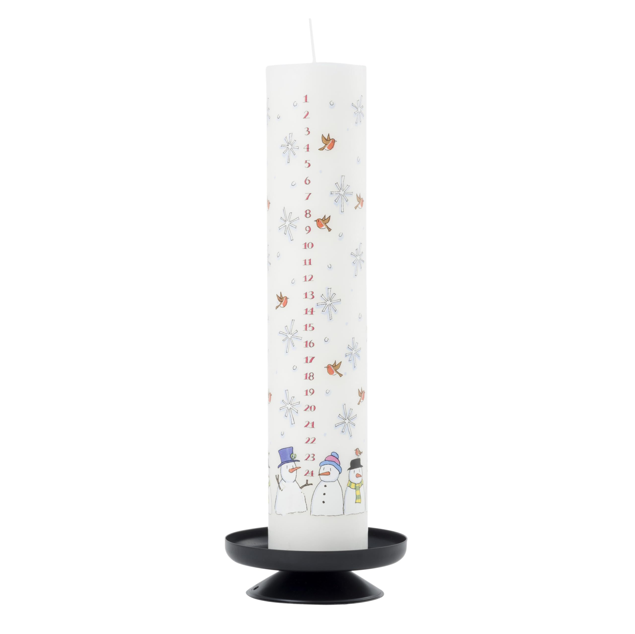 Alison Gardiner Snowmen Wax Christmas Advent Pillar Candle 50 Hours Burn Time 4.5 cm x 25.5 cm