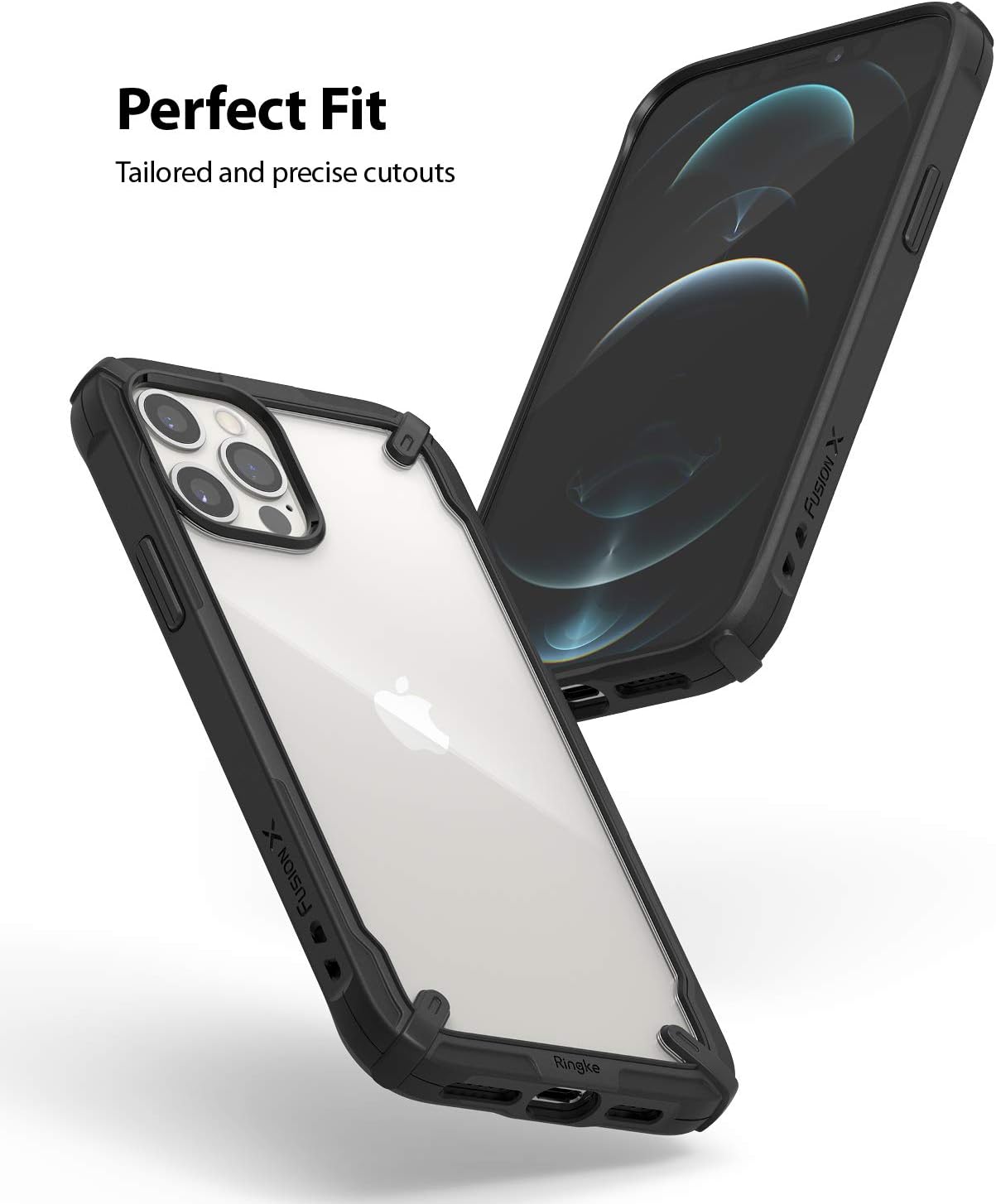 Ringke Fusion-X Compatible with iPhone 12 Pro Max Case Cover, Shockproof Heavy Duty TPU Bumper with Hard Back Phone Case - Black - Image 4