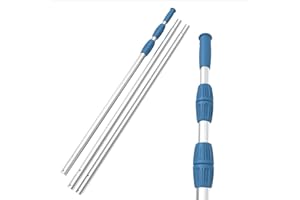 KOKIDO KEMANO Professional 15ft Heavy Duty Swimming Pool Pole, Telescopic Aluminum, Adjustable 3.4-15ft, Fits Pool Vacuum, Net, Brush, Hook, Cleaning Tools, Universal Mount, Anti-Slip Grip, Twist Lock Design
