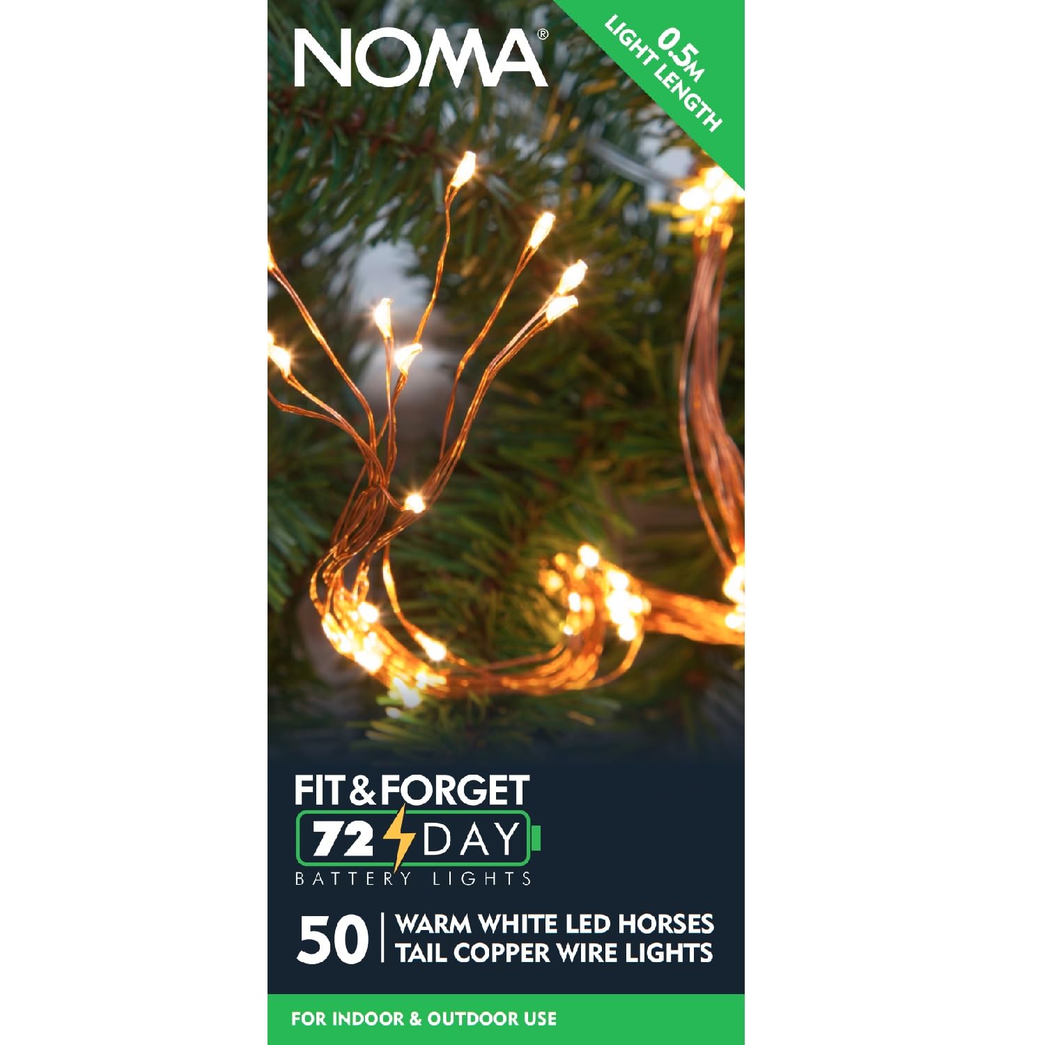 Noma Horses Tail String Lights, 10 Strands with 50 Warm White LED's, Battery Operated