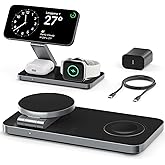 3 in 1 Wireless Charging Station, Magnetic Foldable Fast Mag-safe Charger Stand Compatible with Apple Devices iPhone Air/17/1