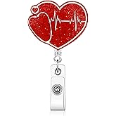 Heart Badge Reel with Heart Line Design - Cute Retractable ID Badge Holder Gifts for Nurses, Doctors, Medical Assistants, Healthcare Workers, and Students