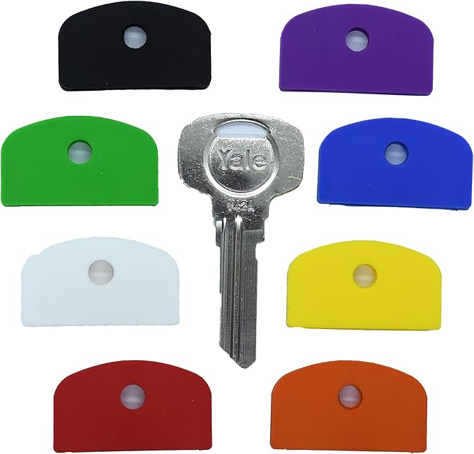 Set of Eight Coloured Large Square Headed Identifying Key caps for Yale
