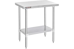 DuraSteel 30x36 Stainless Steel Work Table - NSF Commercial Prep Metal Table - Outdoor Pizza Oven Stand w/Under Shelf - Kitchen Island Laundry Utility Garage Microwave Stand Large Rolling Storage Cart
