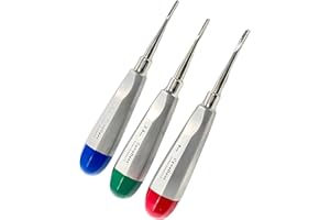 ArTlAb-Premium Dental Elevators Etracting Extraction Osteotome Periotome Luxating Elevator Apical Spade Cryer Proximator Elevator Oral Implant, Root Extraction (Elevator Set of 3 Serrated Tip)