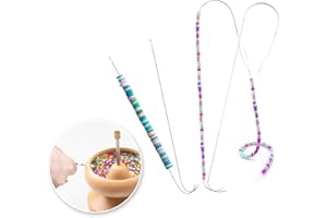 Hobbyworker Bead Spinner Needles, Big Eye Bending Beaded Needles Suitable for Clay Beads Seed Beads, Beads Rotating Needles Bracelet Necklace Jewelry Making (4 pcs Needle)