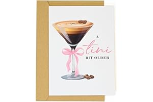 TIANGQIWOOLE Espresso Martini Birthday Card-Funny Coffee & Cocktail Greeting Card for Women Best Friend Sister Daughter Wife-A Tini Bit Older Birthday Gift 21st 25th 30th (White-Tini)