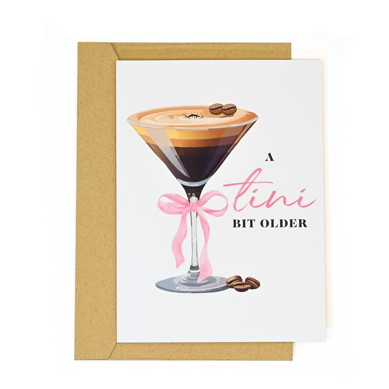 Photo 1 of Espresso Martini Birthday Card-Funny Coffee & Cocktail Greeting Card for Women Best Friend Sister Daughter Wife-A Tini Bit Older Birthday Gift 21st 25th 30th (White-Tini)