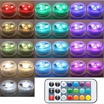 20PCS Submersible LED Lights Popular Waterproof Small Battery Operated Single Mini Led for Crystal Vases Centerpiece Decoration ... (Two Pack Two Remote)