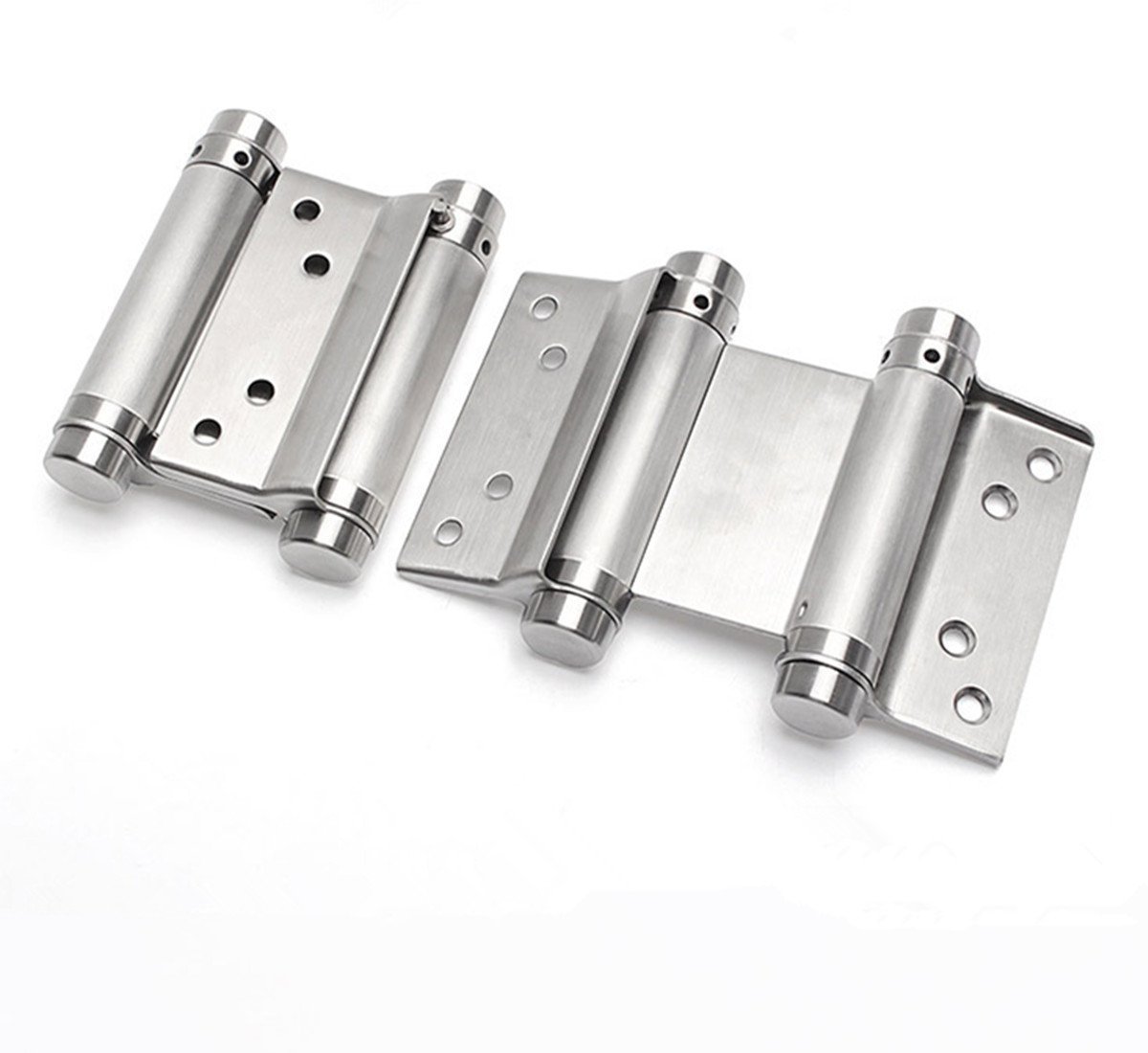 Ranbo 125mm Double Action Spring Hinges 304 Stainless Steel Self Closing Two Way Acting Hinges for Exterior Cafe Saloon Pub Swinging Doors, Including Pins and Screws, 1 Pair, Brushed — image 1