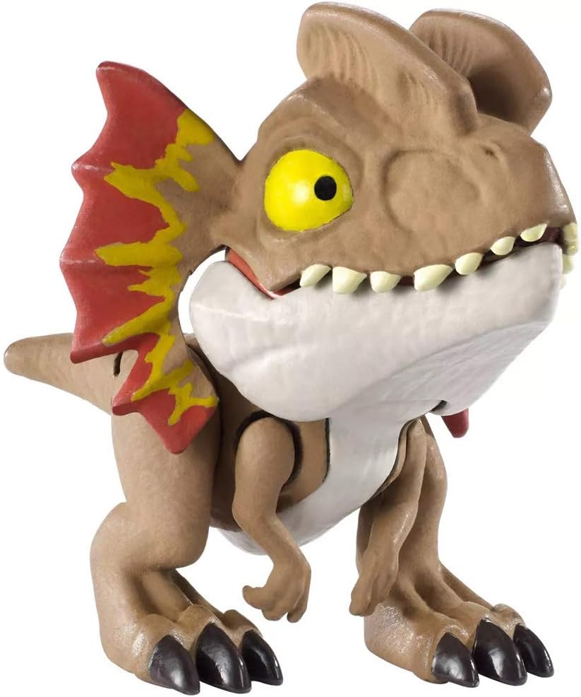 Jurassic World Snap Squad Dilophosaurus - Small Scale Collectible Dinosaur ~ Wave 5 ~ Brown Dilophasaurus