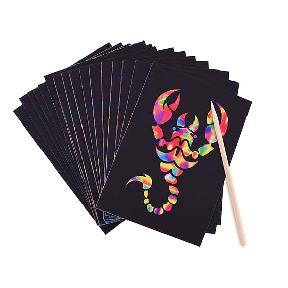 50 Blätter Kratzbilder Für Kinder - Magic Scratch Paper Mit Regenbogenfarben