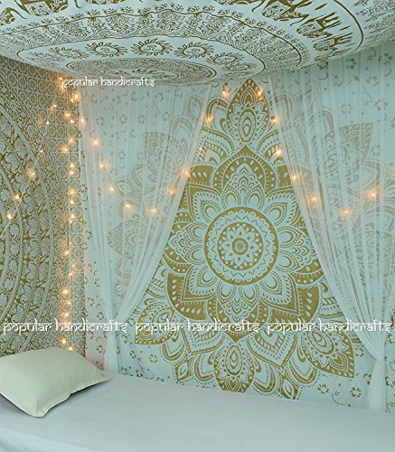 Popular Handicrafts Kp791 The Passion Gold Ombre Tapestry Indian Mandala Wall Art, Hippie Wall Hanging, Bohemian Extra Large Bedspread King Size