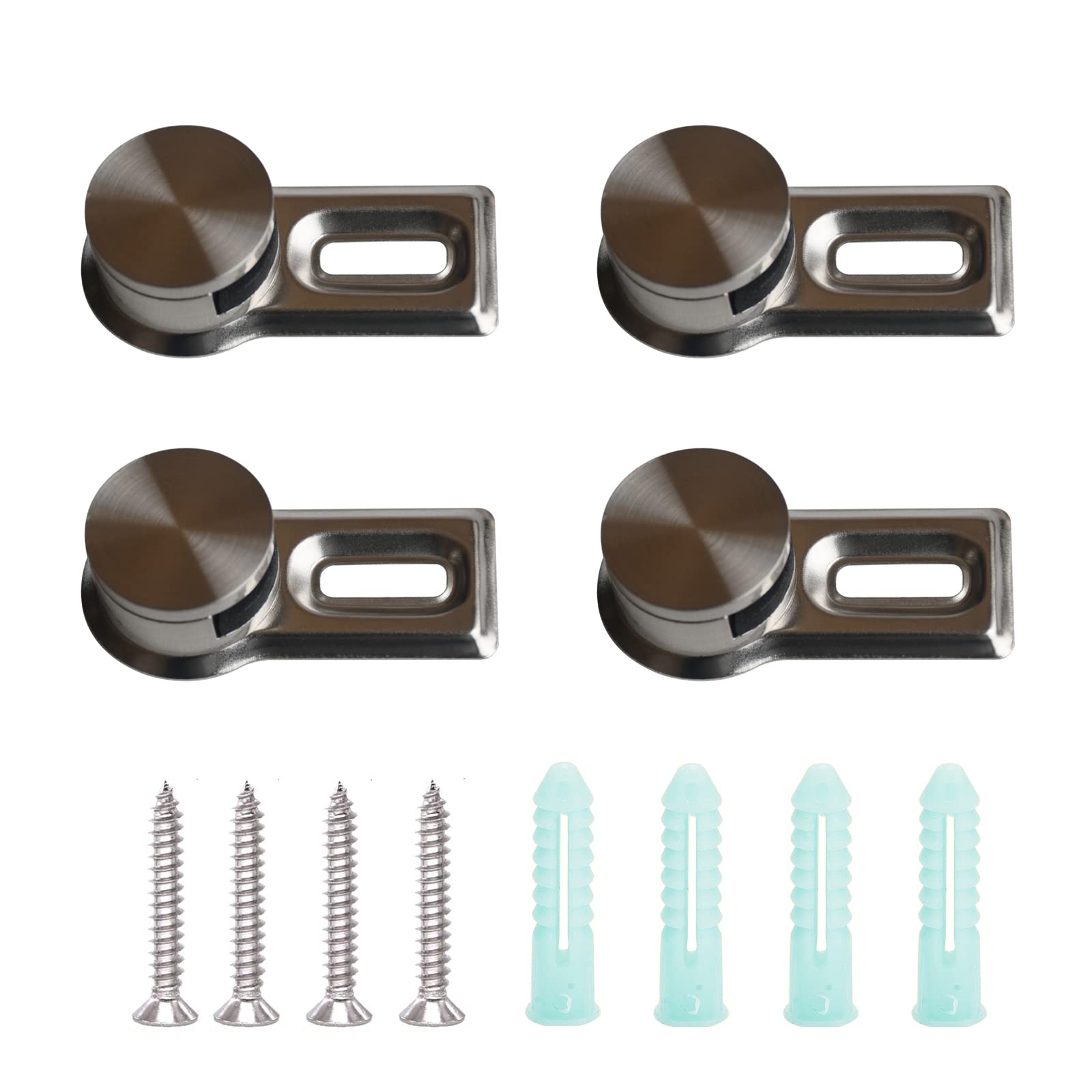 Onous 4 Pieces Heavy Duty Clamp Holder Spacer for Glass Acrylic Glass Pictures Wall Art Screw Mount Zinc Alloy Mirror Clip Mirror Mount Including 4 Stainless Steel Screws and 4 Wall Anchors