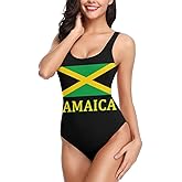 Y Y Y Jamaican Flag Women's One Piece Swimsuits Low Back Bathing Suit Bikini Swimwear