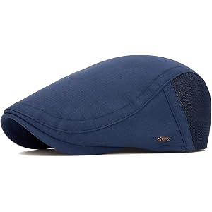 Quanhaigou Men's Mesh Cap Breathable Summer Newsboy Hat Adjustable Beret Ivy Cap Cabbie Flat Hats
