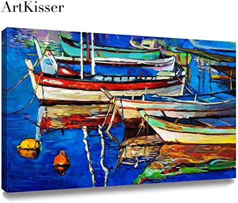 ArtKisser Sailboat Painting on Canvas Wall Art Home Decor with Frame Ready to Hang 16"x24" 40x60 cm