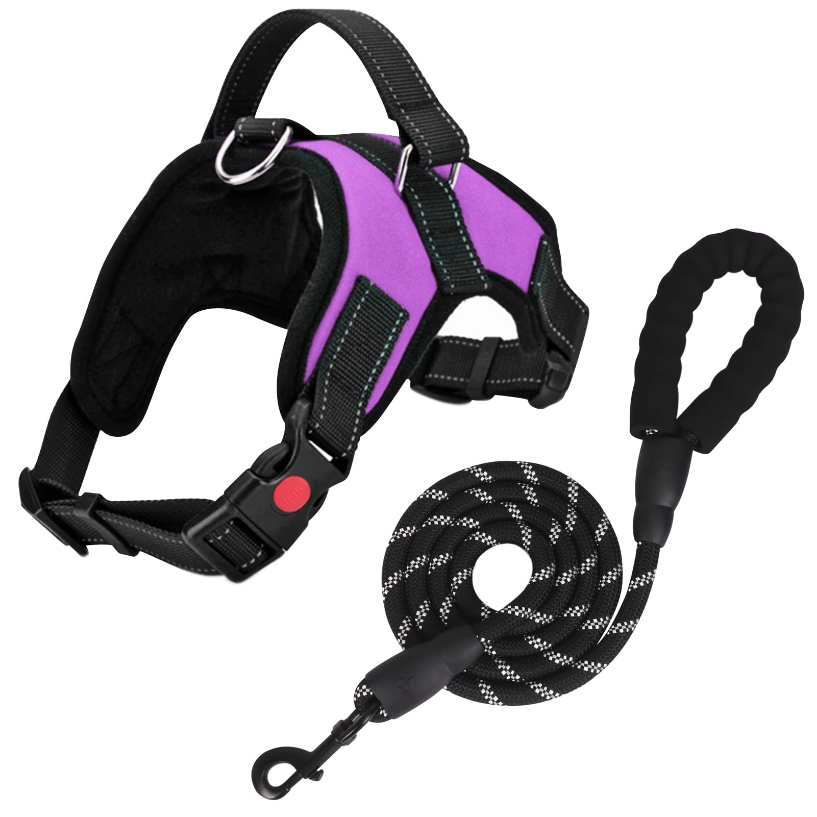FYY Dog Harness No Pull - Breathable Adjustable Pet Vest With Lead, Reflective Oxford Easy Control Dog Harness with Sturdy Handle for Small Medium Large Dogs S-Purple — image 1