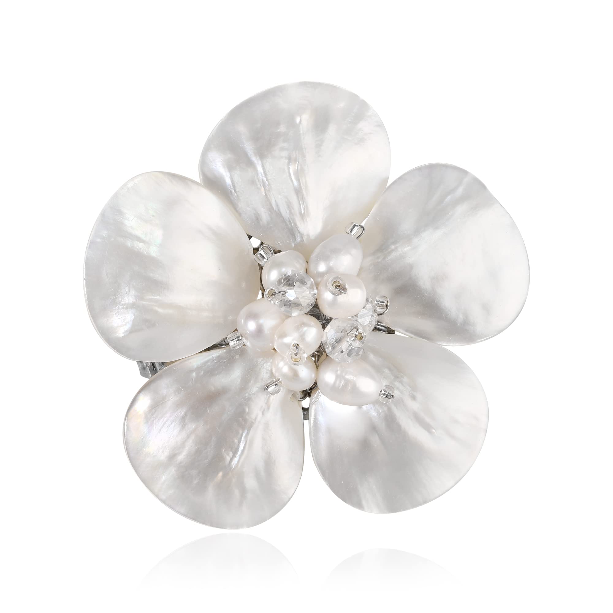White Mother of Pearl Floral Purity Pearl Pin-Brooch