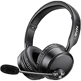 LEVN Bluetooth Headset, Bluetooth Headphones with Microphone (AI Cancelling), 60 Hrs Working Time Dual Connection Wireless Headset with Mic & Mute Button for Work/Phone/Call Center/PC