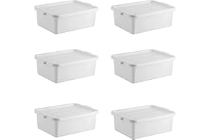 ZEDFIRE 6-Pack Polypropylene Bus Tub with Cover, Durable Bus Box for Professional Food Service Use, Plastic Restaurant Tub, Commercial Tote Box for Food Service or Transporting, (20" x 15" x 7"), White