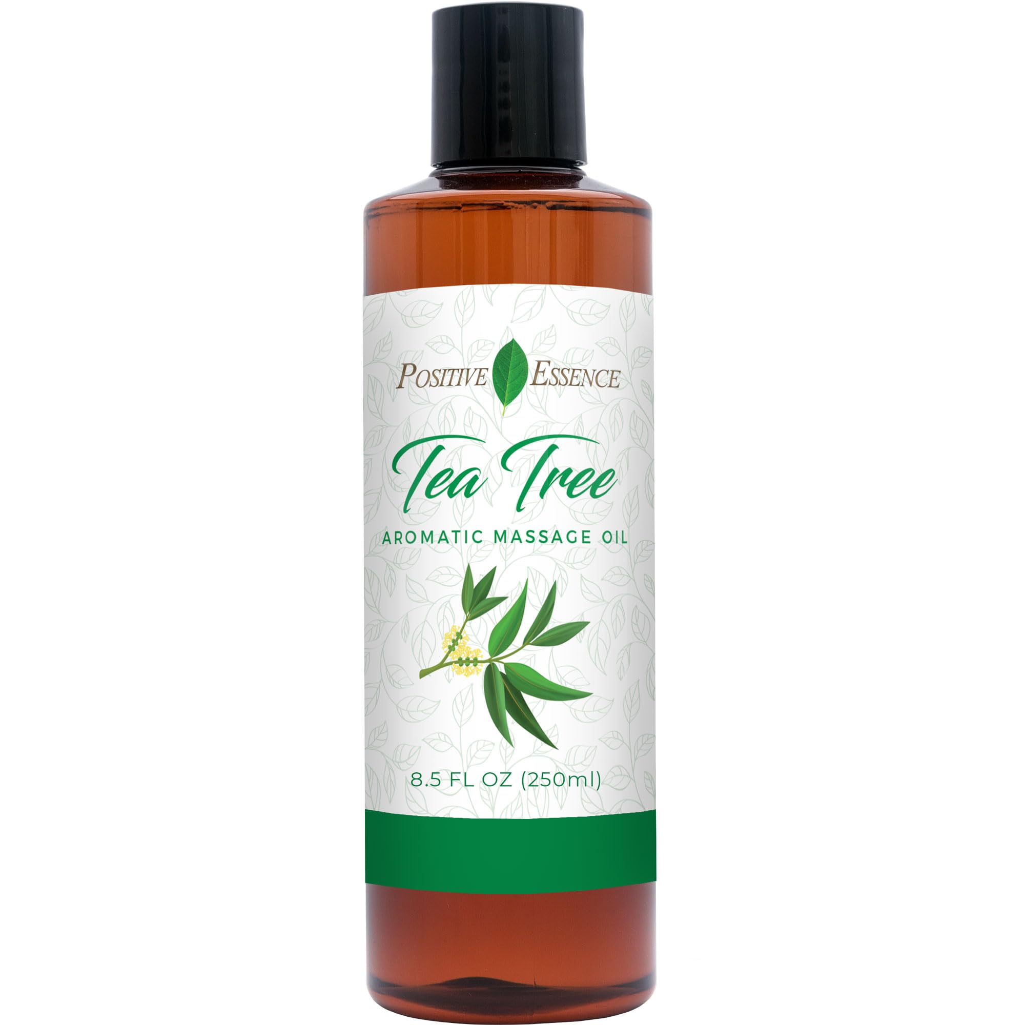 Tea Tree Massage Oil, Aromatic Body Oil with Jojoba, Sweet Almond Oil, Vitamin E, and Pure Tea Tree Essential Oil