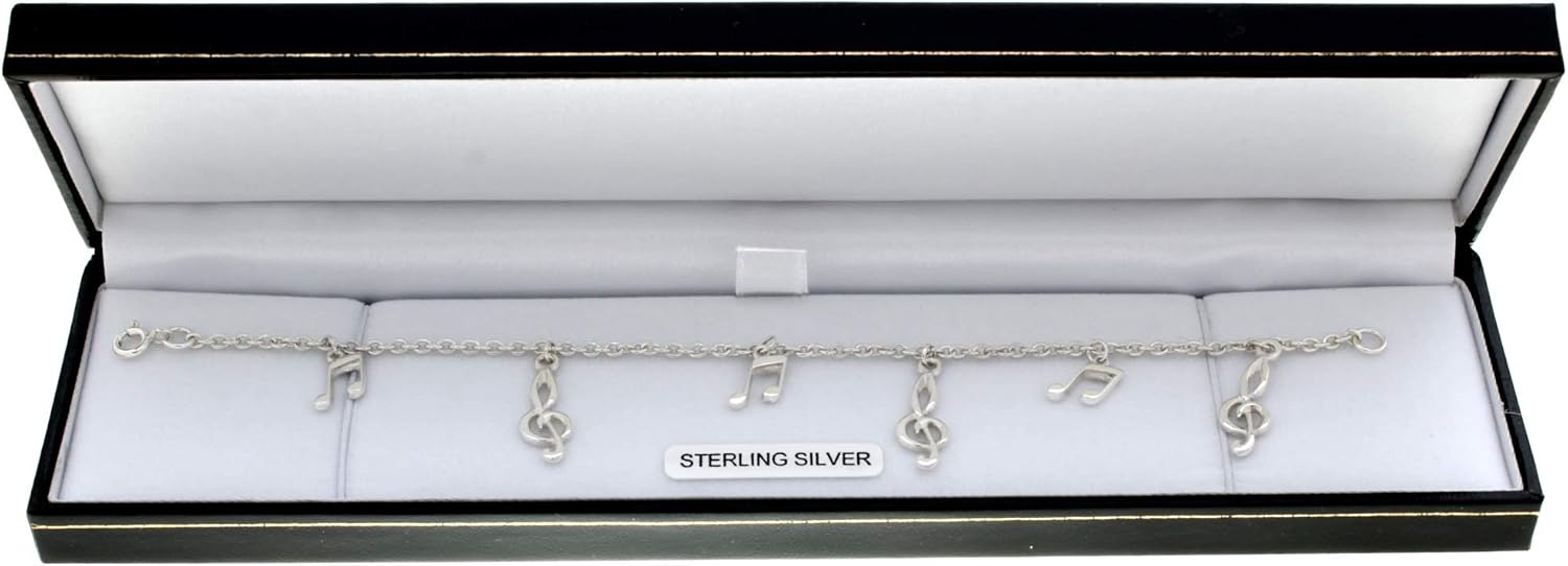 Sterling Silver Treble Clefs & Semi Quaver Bracelet and Jewellery Gift Box, 18 cm - Image 4