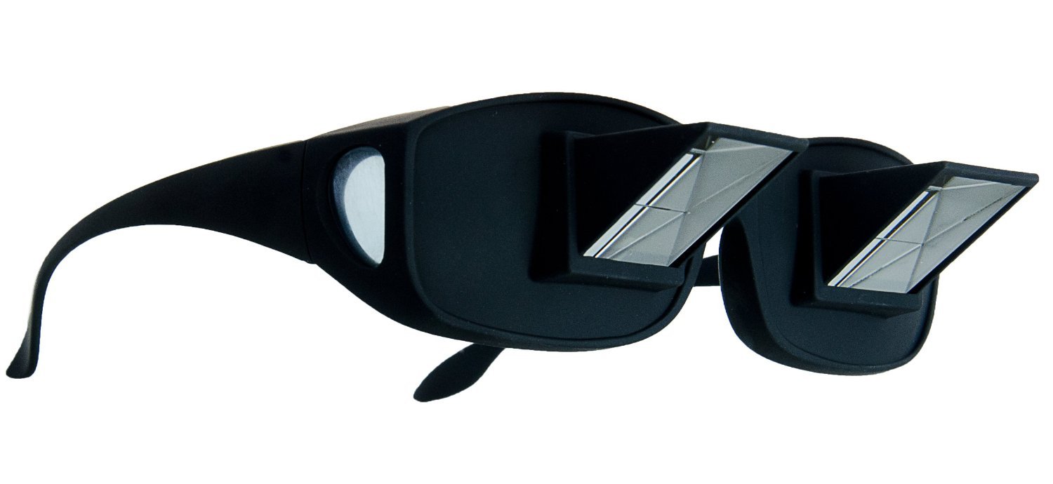 Kobert Goods Lazy Readers Prism Glasses View Diversion for Reading, Watching Television 90° Viewing Angle, with Duster