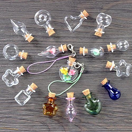Andesan Ten pcs Mini Glass Bottles Jars with Cork Wish Note Drifting Bottle (Drop Shape)