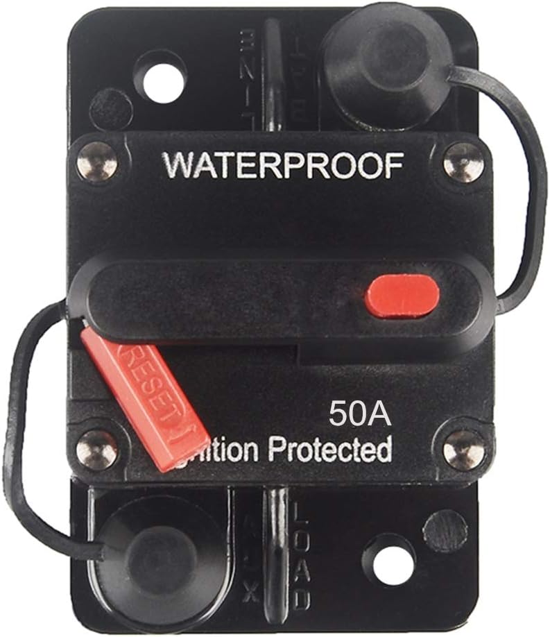 OUHL 50 Amp Circuit Breaker Manual Reset 30-250A for Car Truck Rv ATV Marine Trolling Motors Boat Vehicles,12V-48V DC Waterproof (50A): Automotive