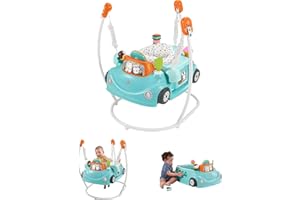 Fisher-Price 2-in-1 Jumperoo Activity Center for Baby to Toddler with Lights Sounds and Smart Stages Learning Content, Sweet Ride