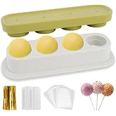 301pcs Round Cake Pop Mold Kit, 4 Cavity Circle Cakepop Making Shapes Press Cutter and Pusher Cake Pop Sticks and Wrappers Twist Ties Baking Tools Accessories for Lollipop Candies Chocolates Cookies