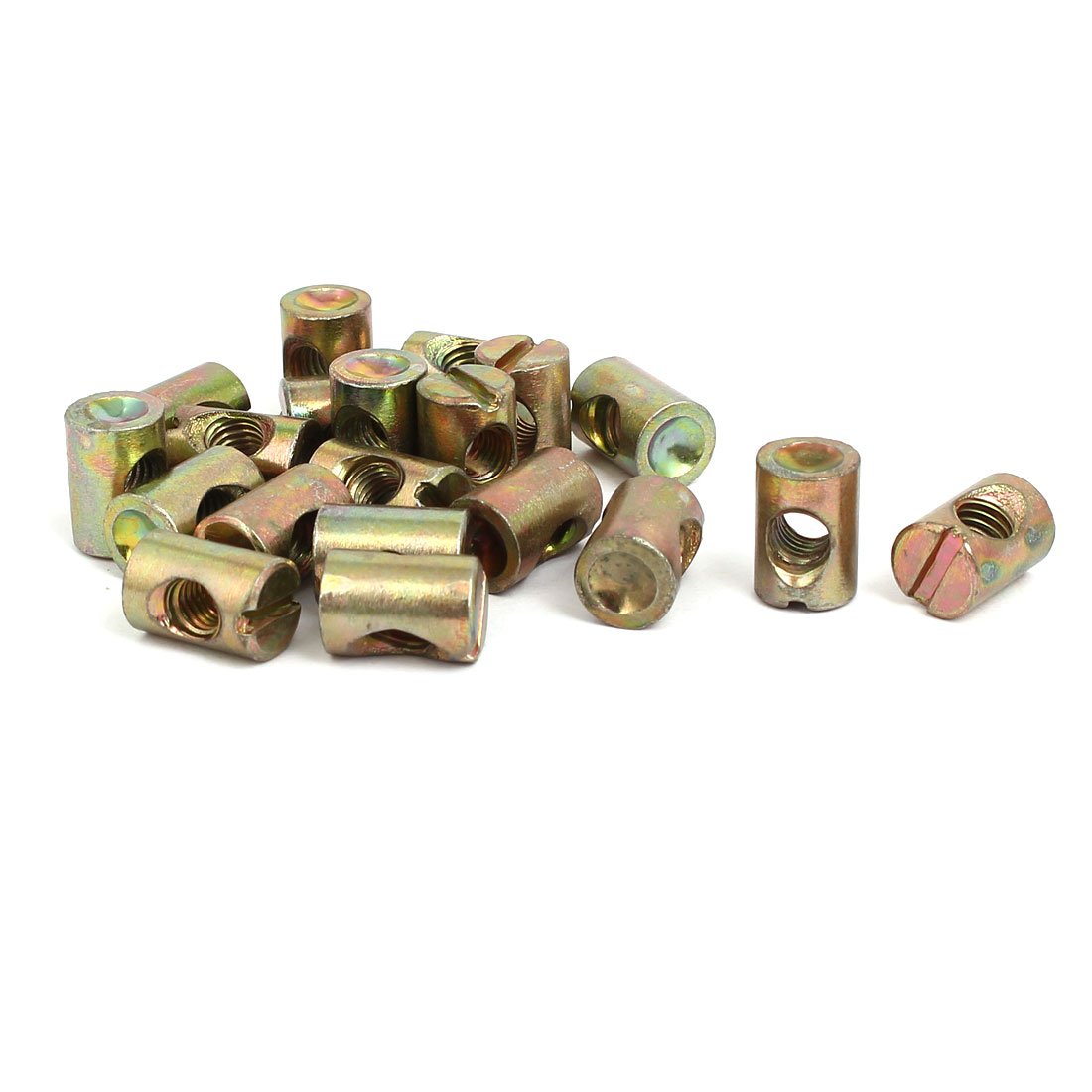 Sourcingmap 20pcs M6x15mm Barrel Bolt Cross Dowel Slotted Furniture Nut for Beds Chairs