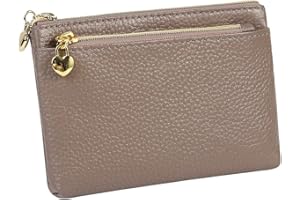 CYNURE Women's Genuine Leather Coin Purse Zipper Pocket Size Pouch Change Wallet