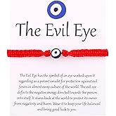 SUMMER LOVE Handmade Jewelry Evil Eye Bracelets with Card,Black Red String Bracelets Kabbalah Protection Luck Amulet for Women Men Friends Pulseras Mujer