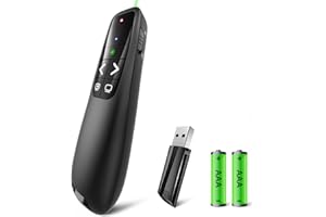 UBUYONE Wireless Presentation Clicker PowerPoint Presenter Remote: Green Laser Pointer Computer Clickers, USB A Project Power Point PPT Clicker for Mac Laptop Office, Slideshow Google Slide Advancer