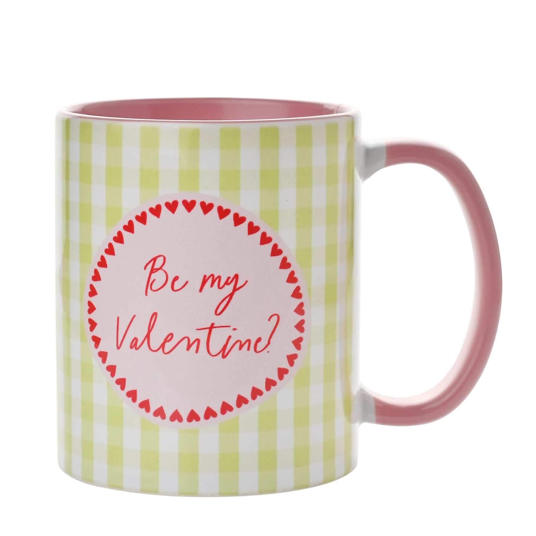 Widdop Be My Valentine Pink and Green Mug Stoneware Gift Love Coffee Cup Gift Present Tea Hot Drinks Valentines Day Occasion