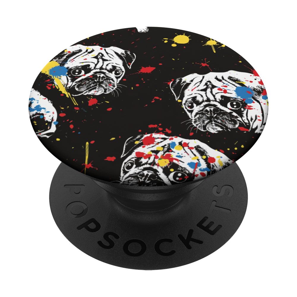 Abstract Color Splash Pug Dog Lover PopSockets Swappable PopGrip