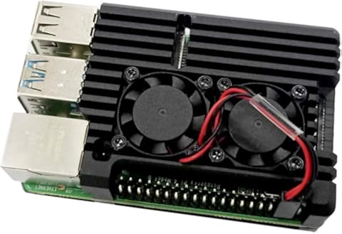 Heaviesk para Raspberry Pi 4 Modelo B Carcasa Universal de Aluminio con Doble Ventilador Gratuito Carcasa para Raspberry Pi 4 Modelo B Carcasa Oficial