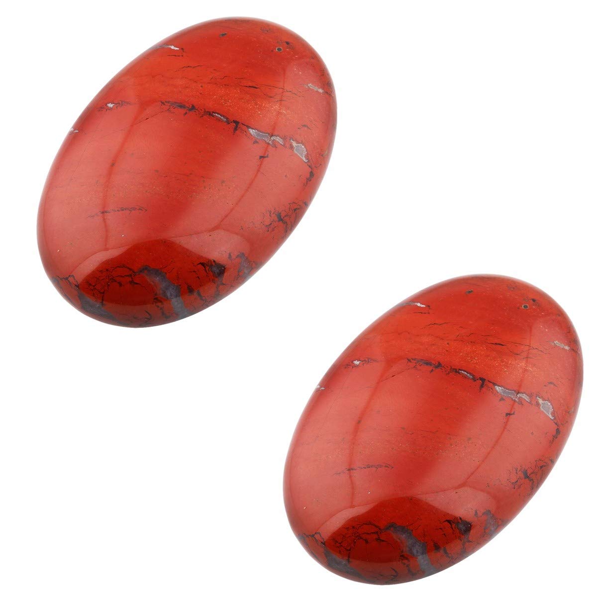 mookaitedecor 2pcs 6cm Natural Red Jasper Worry Stones for Anxiety Stress Relief, Large Palm Pocket Energy Massage Crystal Stone, Healing Crystal Stone Gift Room Ornament