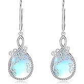 LELOUCHY Moonstone with Hummingbird/Butterfly/Dragonfly Dangle Earrings 925 Sterling Silver Teardrop Moonstone June Birthstone Earrings for Women